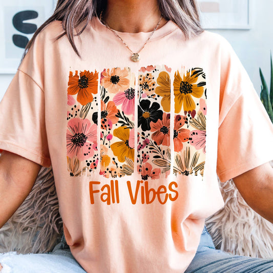 Vintage Fall Vibes Floral Autumn Flowers Market Graphic Tee