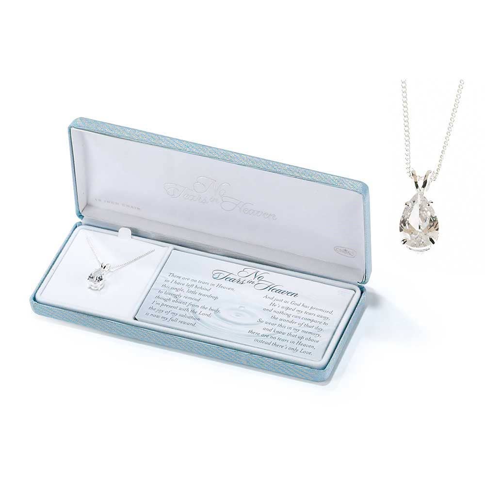 'No Tears In Heaven' CZ Necklace w/18" Chain (SP)