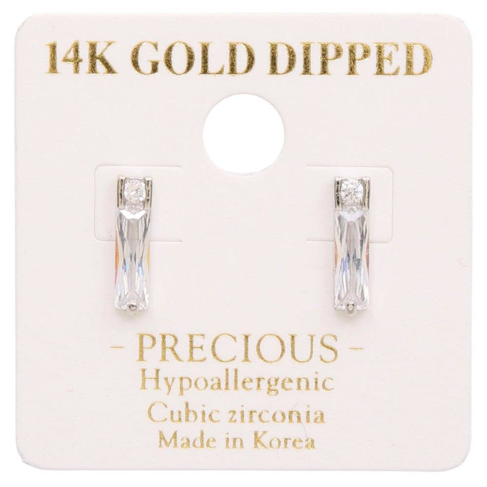 14K GOLD DIPPED CRYSTAL RECTANGLE EARRING, KME 8702