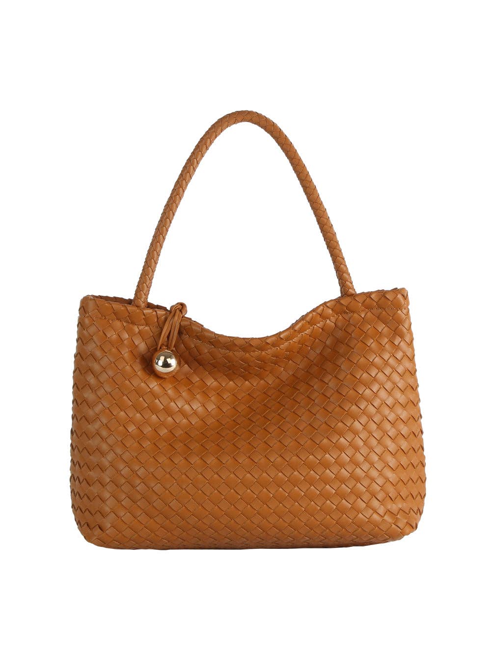 Woven Golden Ball Clasp Tote Bag