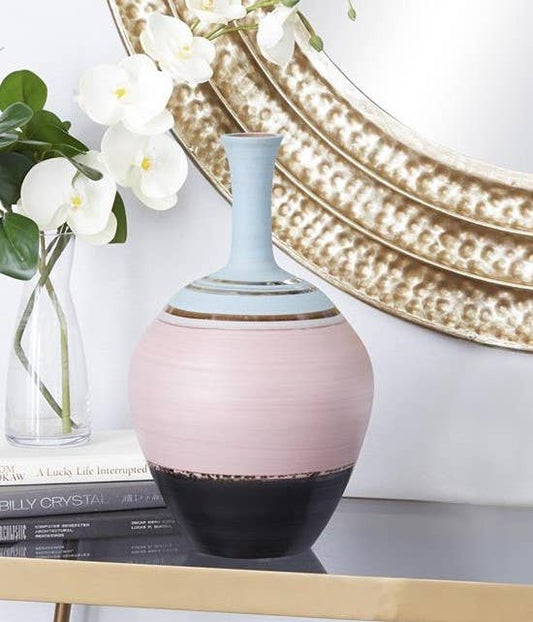 Pink & Blue Ceramic Vase - 15"