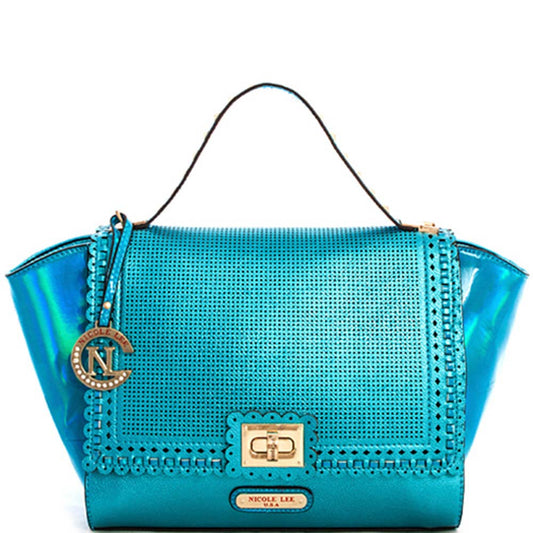 Nicole Lee STYLISH CUTE SATCHEL WITH LONG S, LSR 10456 BLUE
