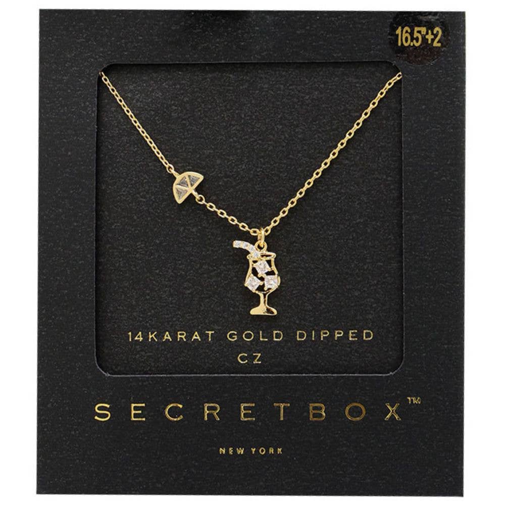 SECRET BOX DAINTY DRINK CHARM GOLD DIPPED NECKLAC, SB 90037