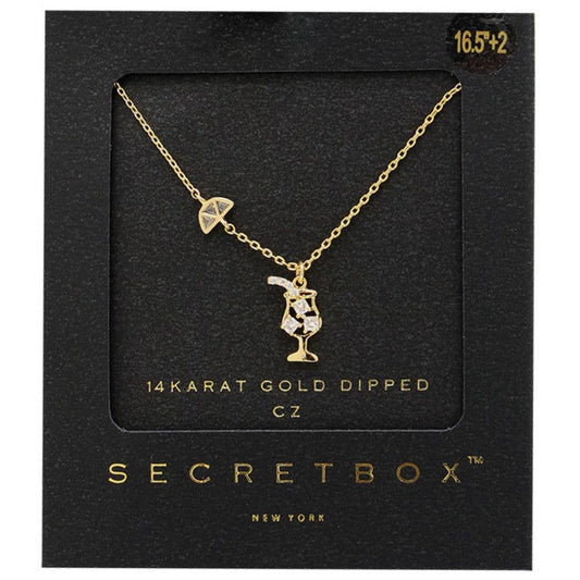 SECRET BOX DAINTY DRINK CHARM GOLD DIPPED NECKLAC, SB 90037