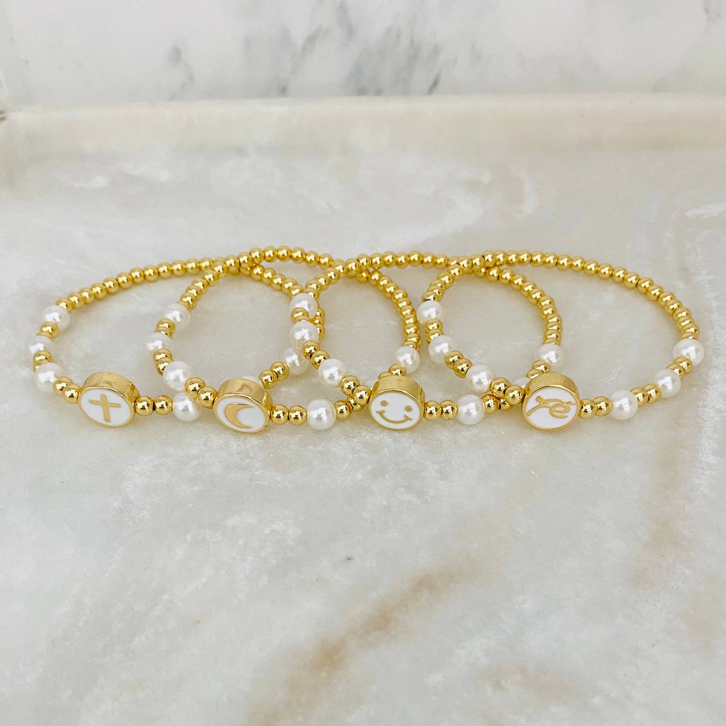 Pearl Ball Bracelet, Gold Ball Bracelet, Pearl Bracelet