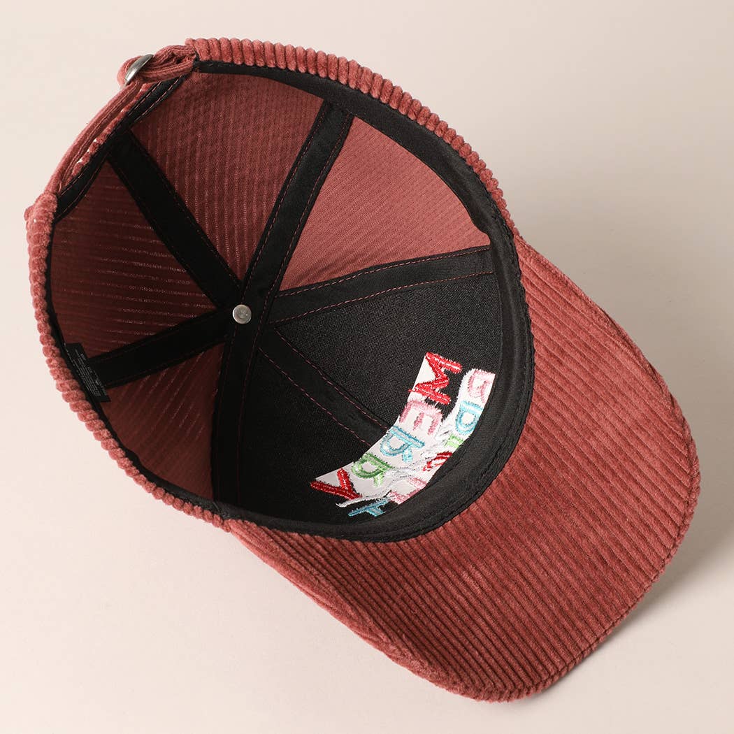 MERRY BRIGHT Embroidery Corduroy Cap