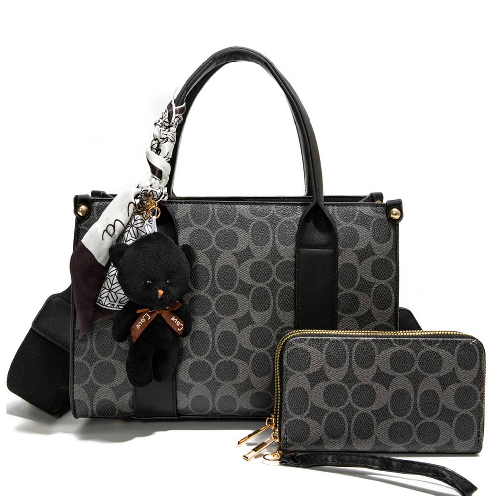 2IN1 OVAL PRINT SATCHEL W WALLET, CC 25525 T2