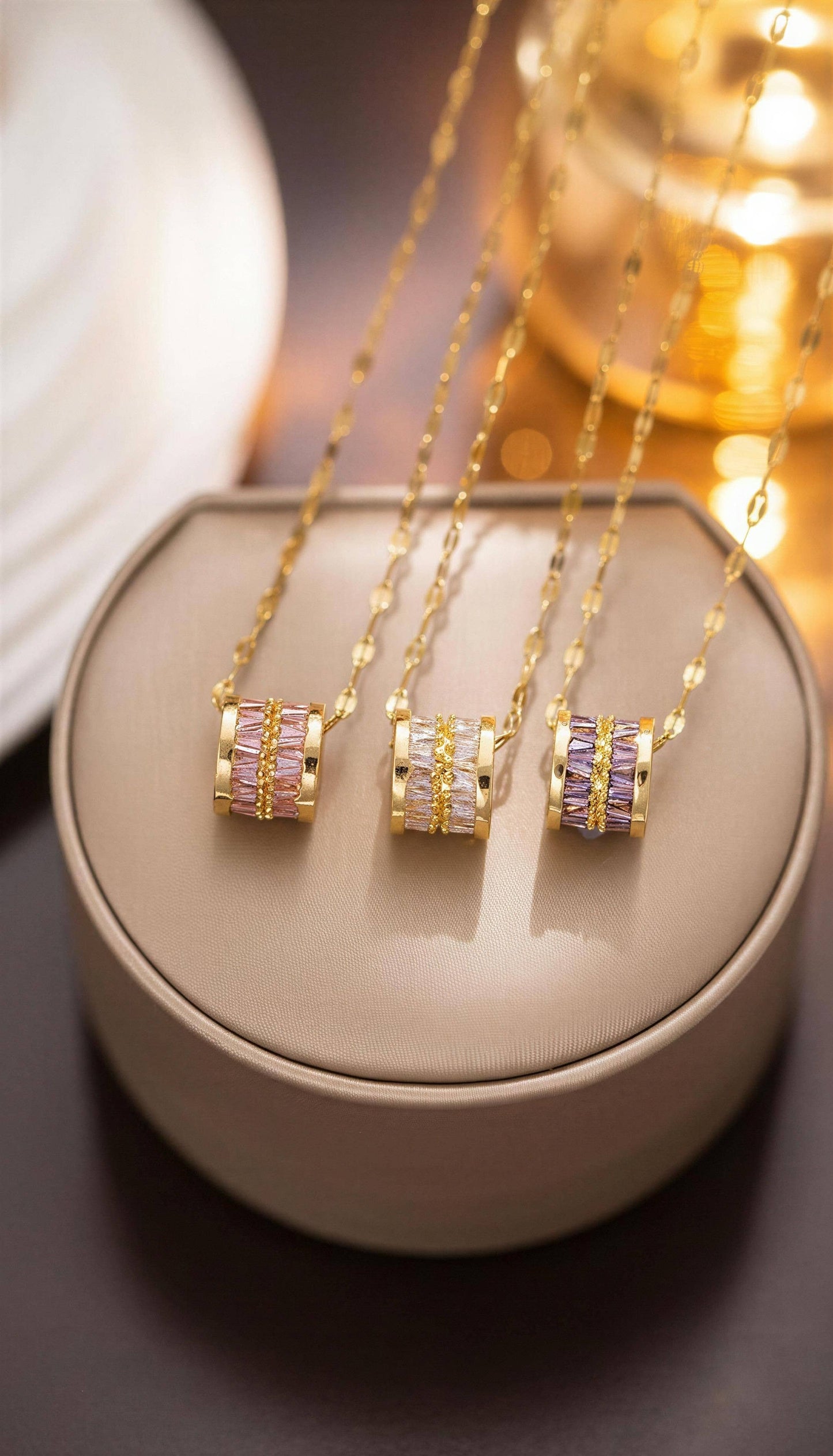 Aurora Barrel Pendant Necklace – Tarnish Resistant Stainless