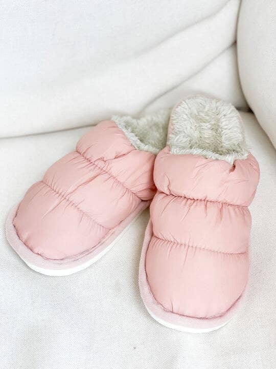 Puffy Quilted Slippers - Pink