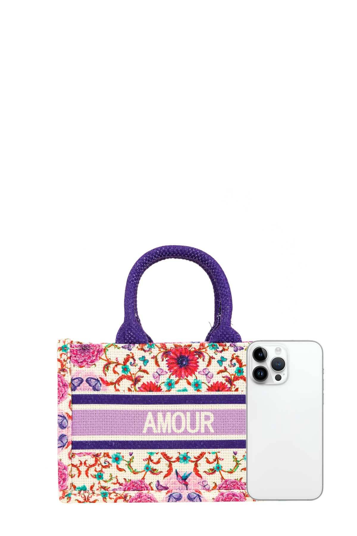 AMOUR FLOWER OBLIQUE BOOK SMALL TOTE BAG 2242