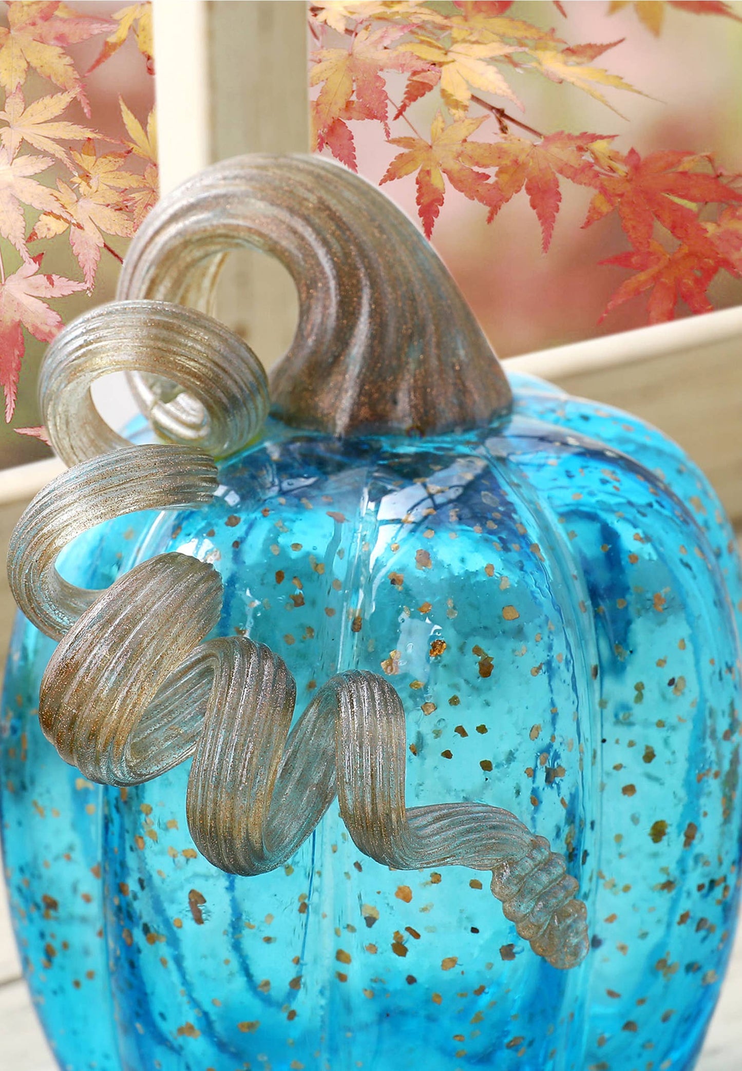 6"H Blue Glass Pumpkin