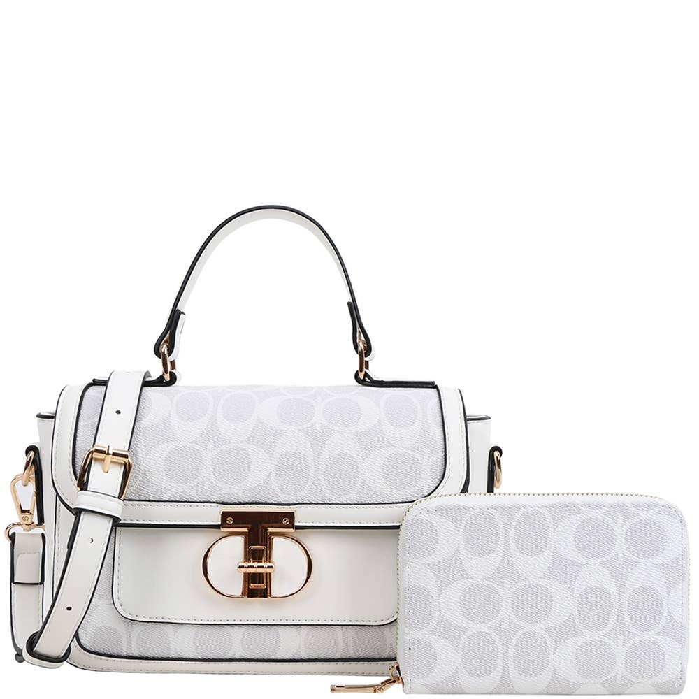 2IN1 OVAL PATTERN HANDLE SATCHEL W WALLET SET