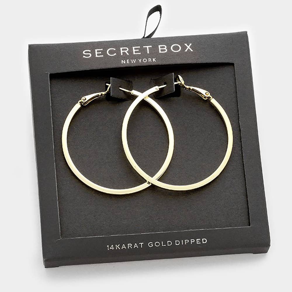 SECRET BOX_14K Gold Dipped Metal Hoop Earrings