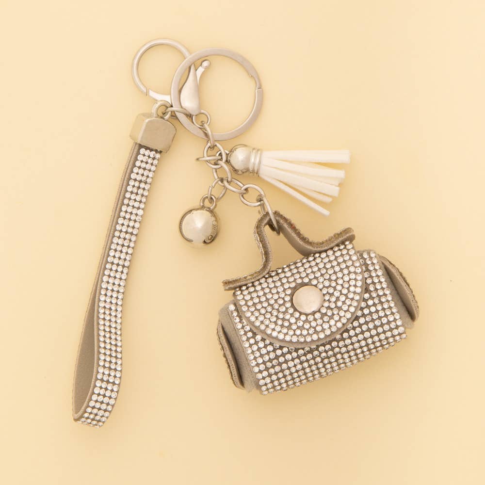 Rhinestone Studded Mini Leather Bag Design AirPod Case