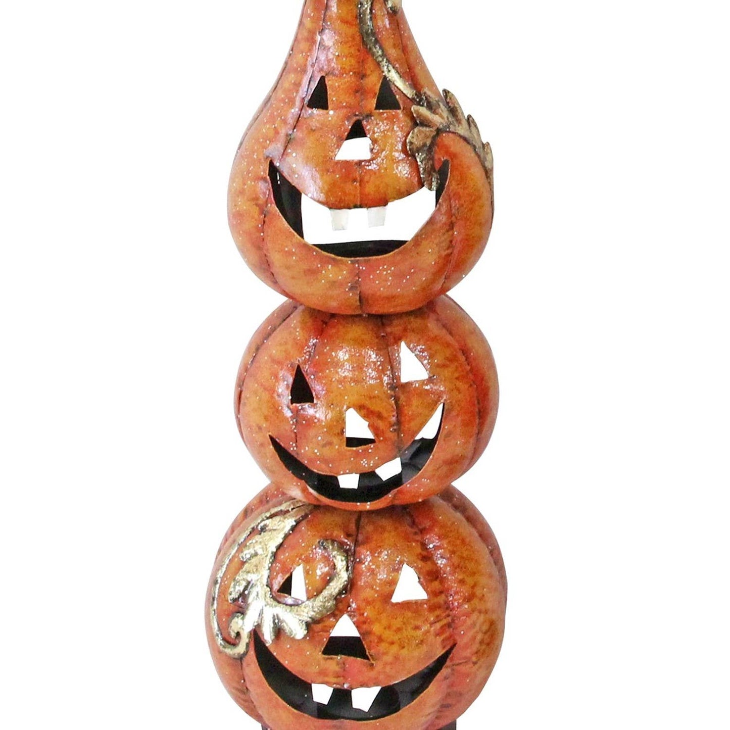 Halloween - 31" Tall Funny Metal Jack-O-Lantern Totem Tower