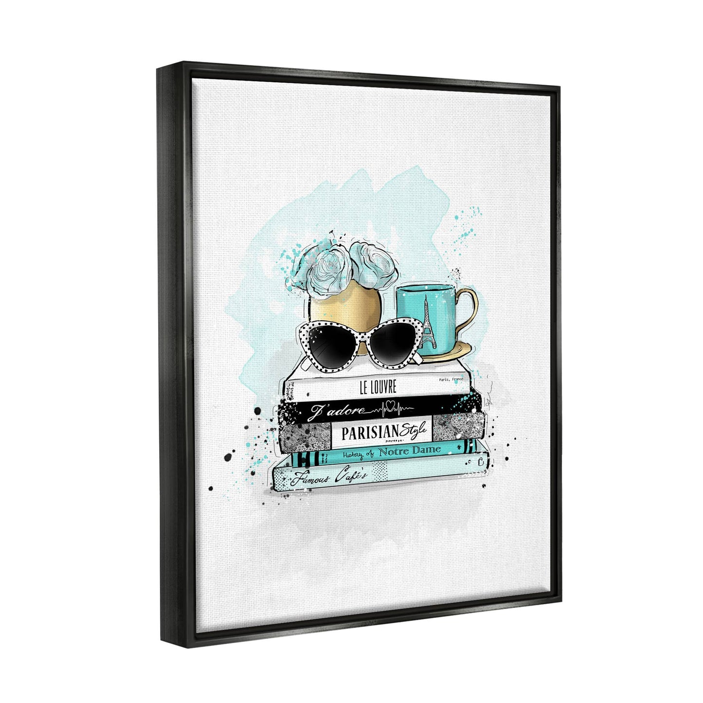 Turquoise Fashion Book Stack - Framed Wall Art