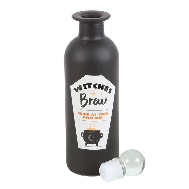 Decorative Witches Brew Glass Halloween Potion Bottle