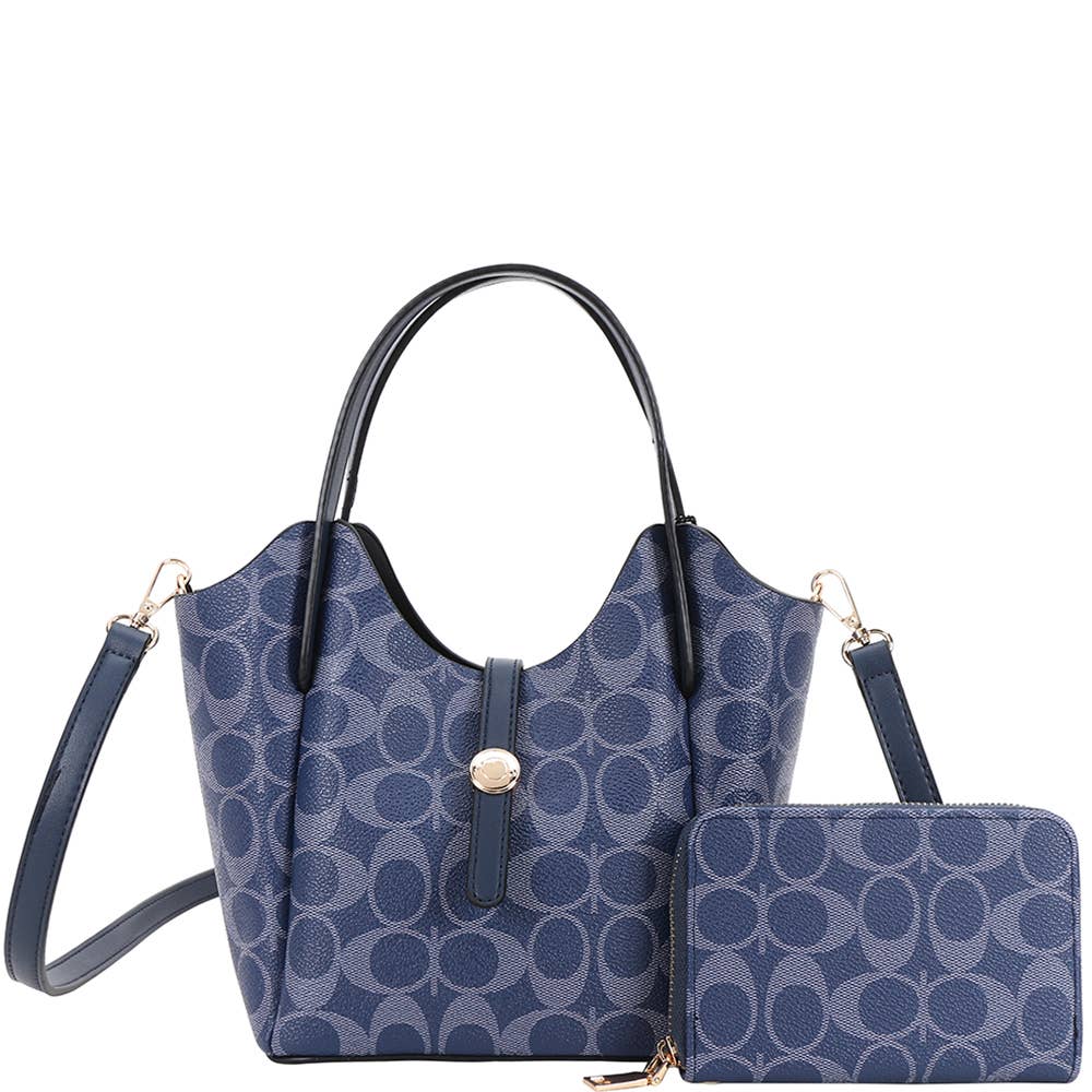 2IN1 OVAL PRINT HANDLE DESIGN SATCHEL W WALLET S, XFT 1298A