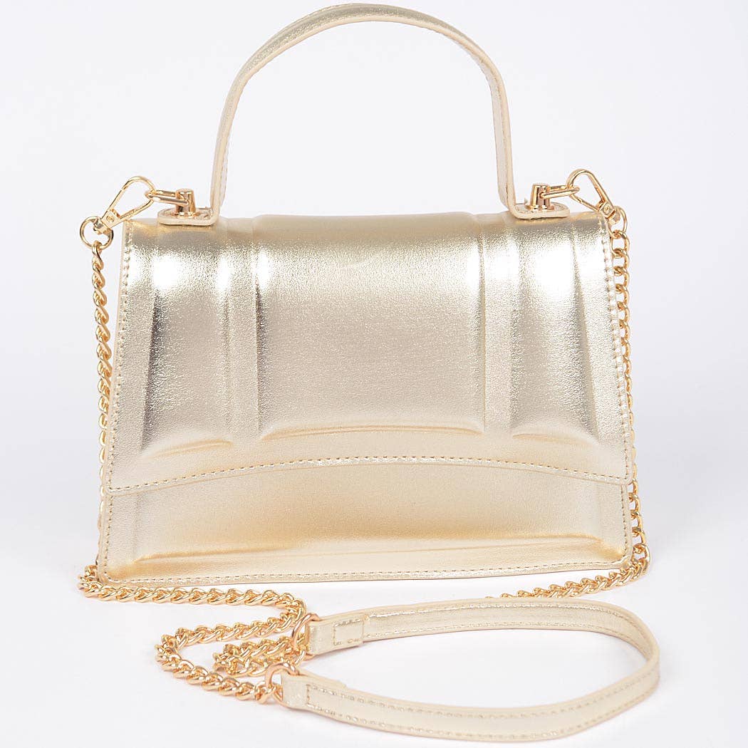 Metallic Top Handle Crossbody Bag