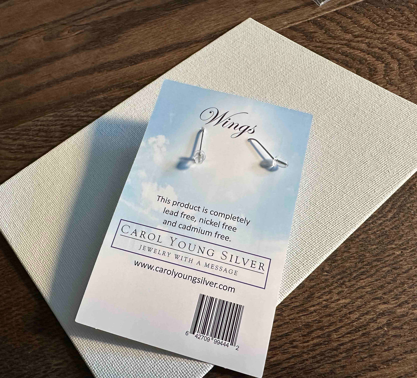 Angel Wings  Earrings /  2 Tone  / Drop Wire on CARD/Jewelry