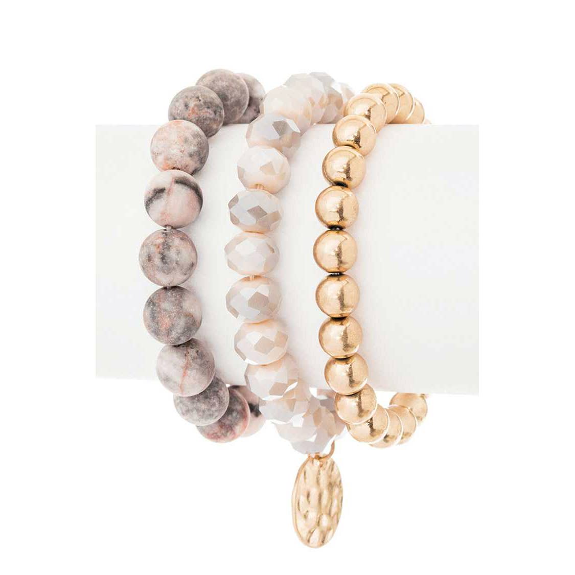 Mix Beads Layered Stretch Bracelet Set