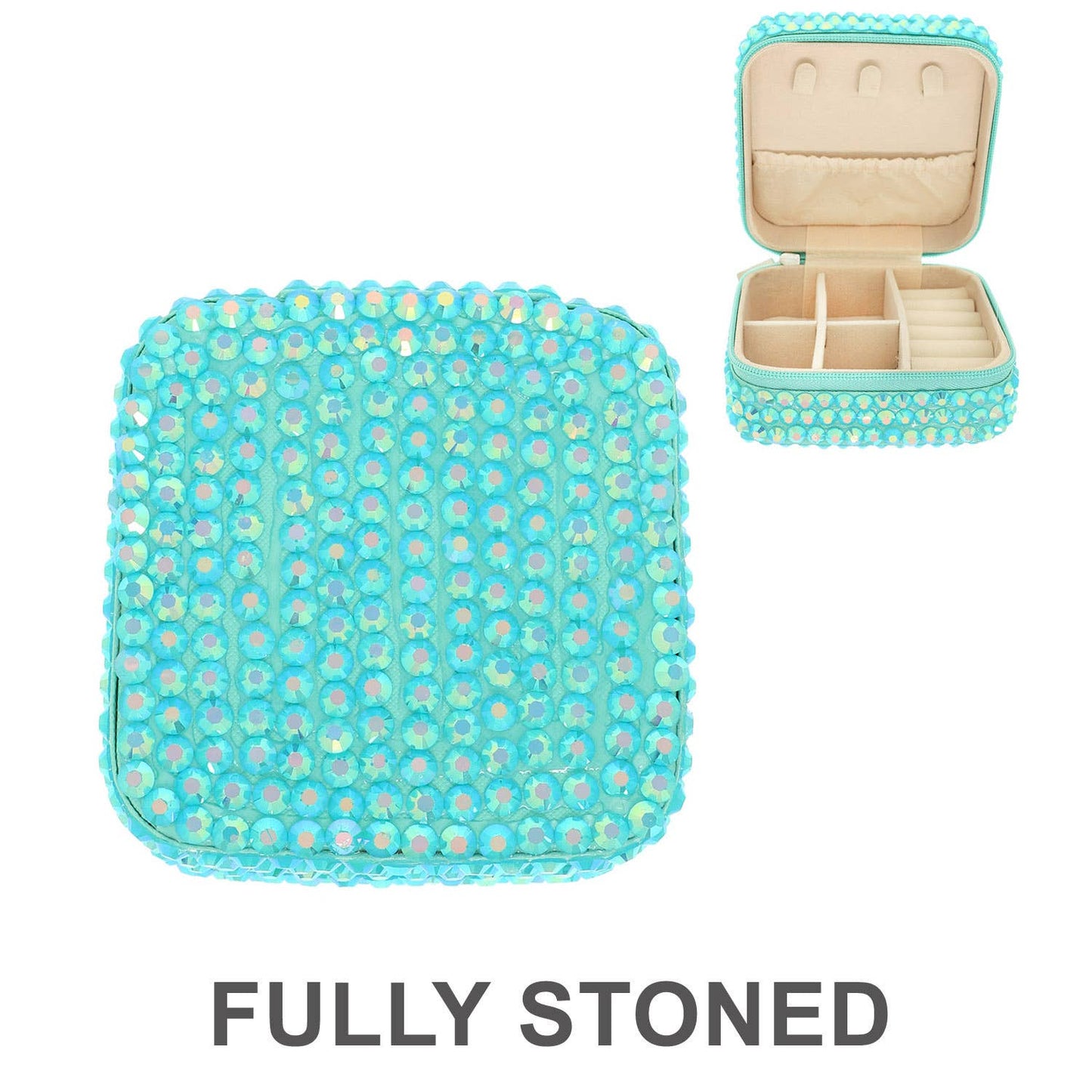 Crystal Rhinestone Embellished Travel Jewelry Box
