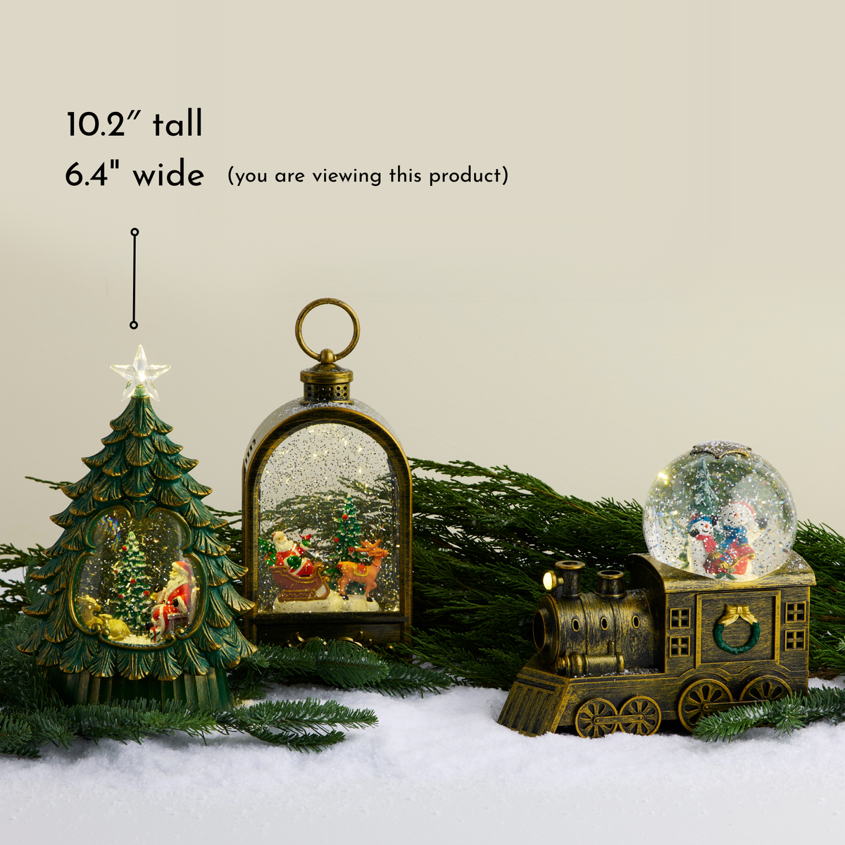 LED Evergreen Tree Musical Snow Globe w/Santa