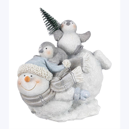 Resin Tabletop Snowman with Penguin Christmas (SKU#: 94569)