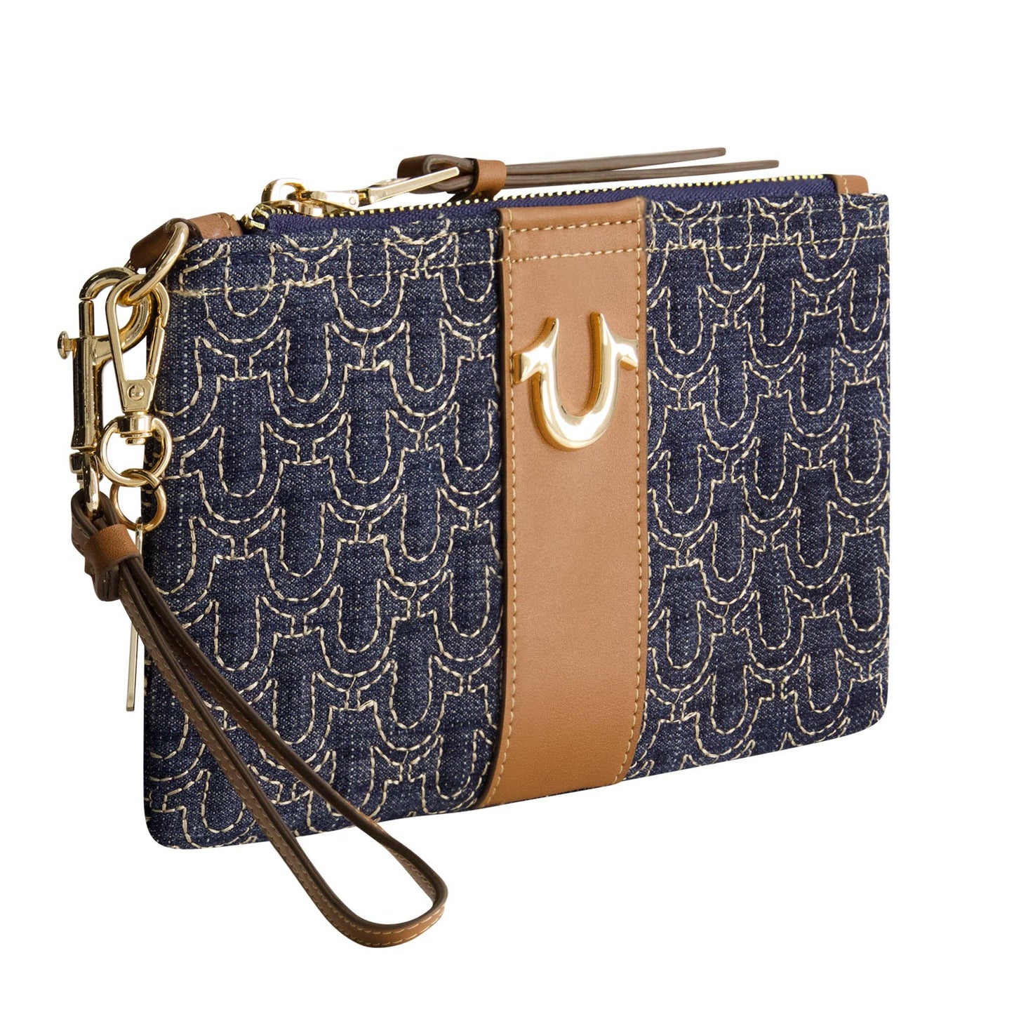 True Religion Quilted Horseshoe Wristlet Pouch, DARK DENIM