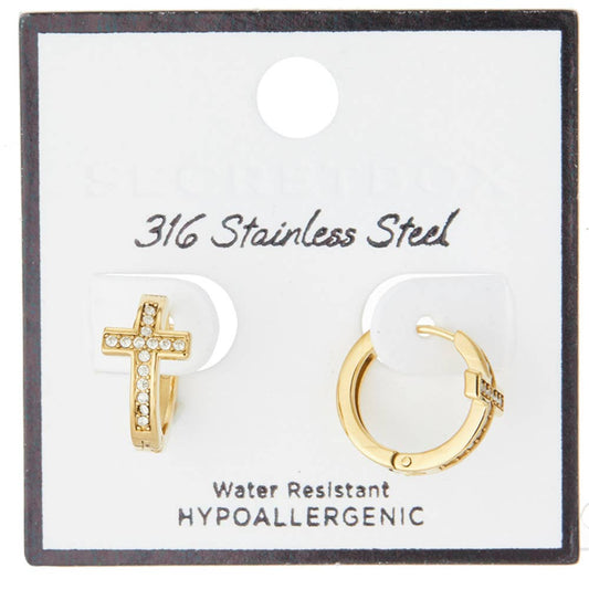 SECRET BOX  STAINLESS STEEL CROSS PAVED HUGGIE, DE 70132