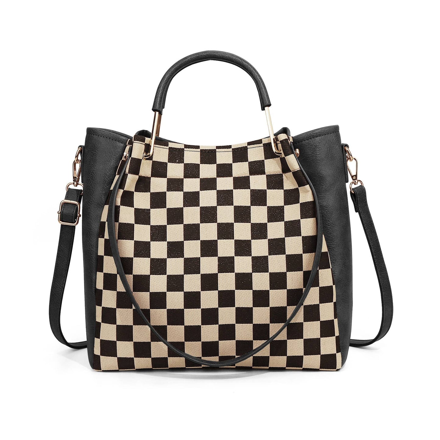 PU Checkered Handbag Tote Crossbody