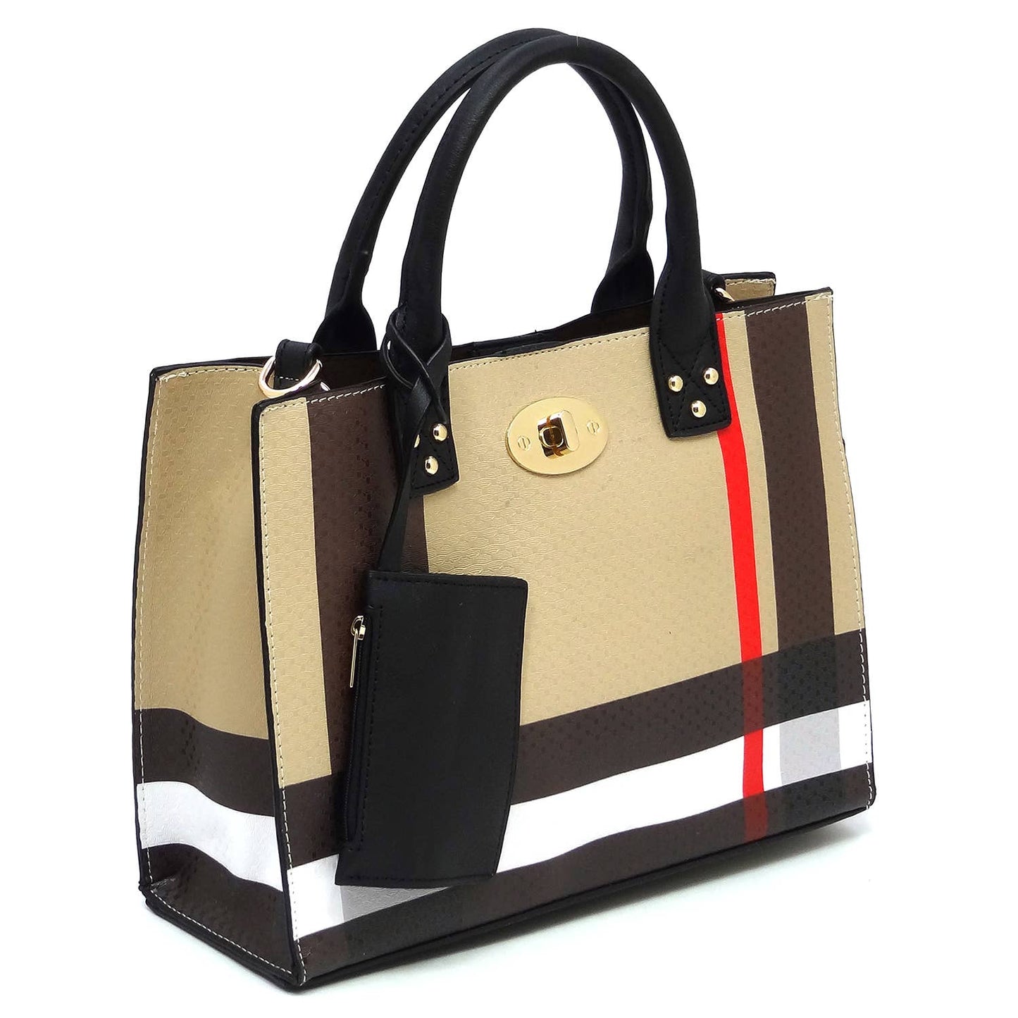 BT2703 Plaid Check Printed 3-in-1 Satchel