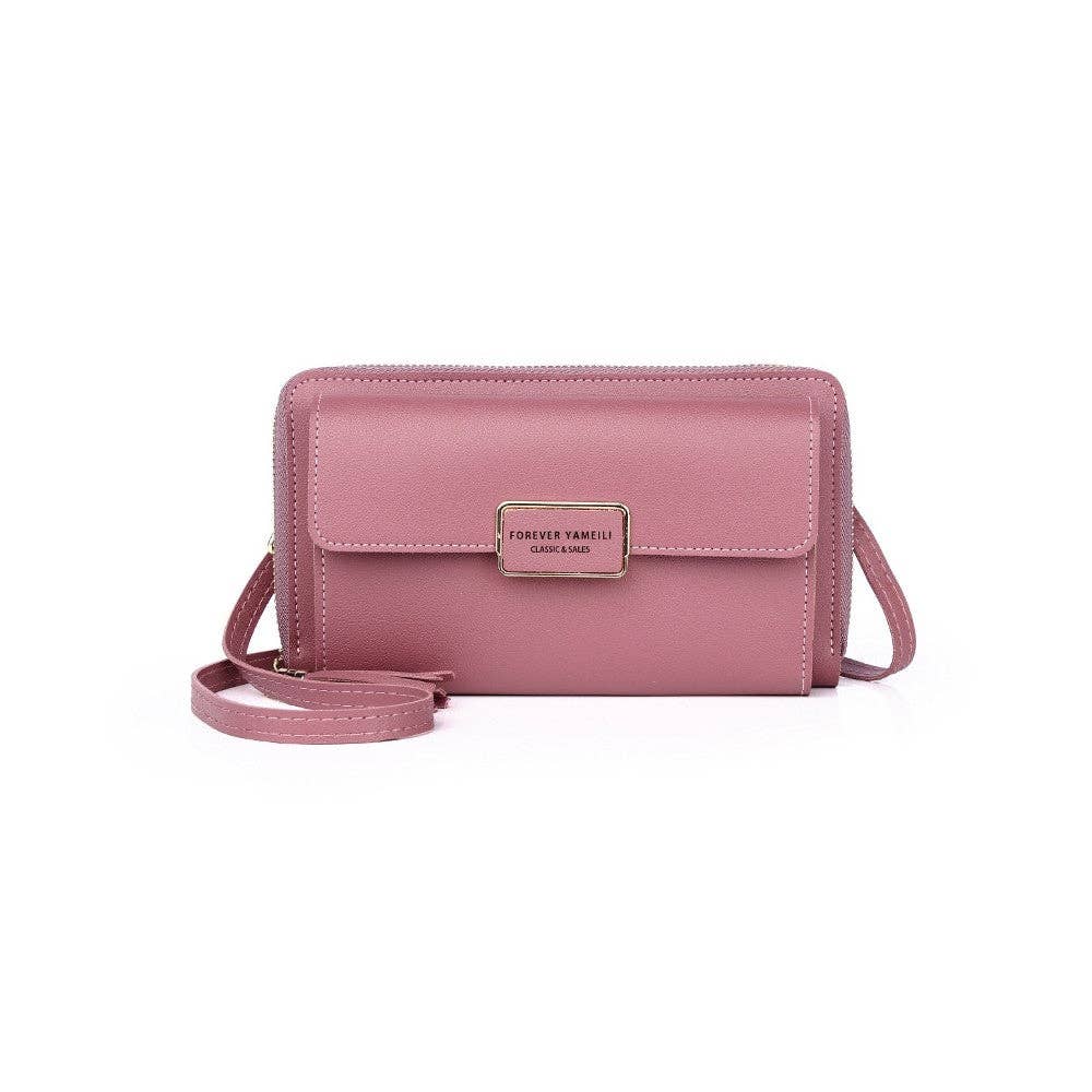 PU Leather Solid Color Card Slot Purse Mini One Shoulder Cell Phone Crossbody Bag