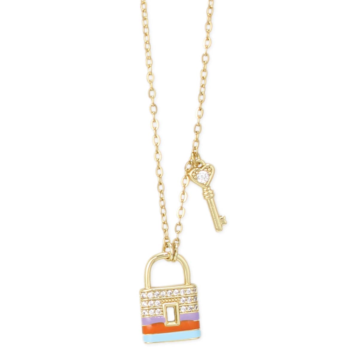 Locks of Love Gold Lock and Key Necklace