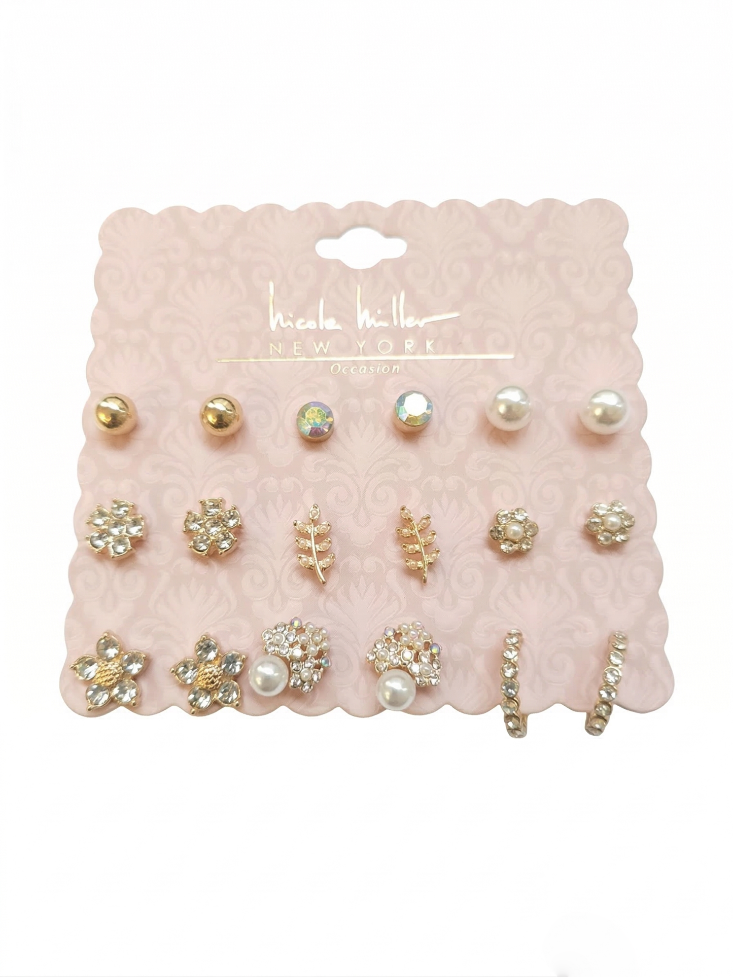 Set of 9 Rhinestone  Mixed Social Earrings
