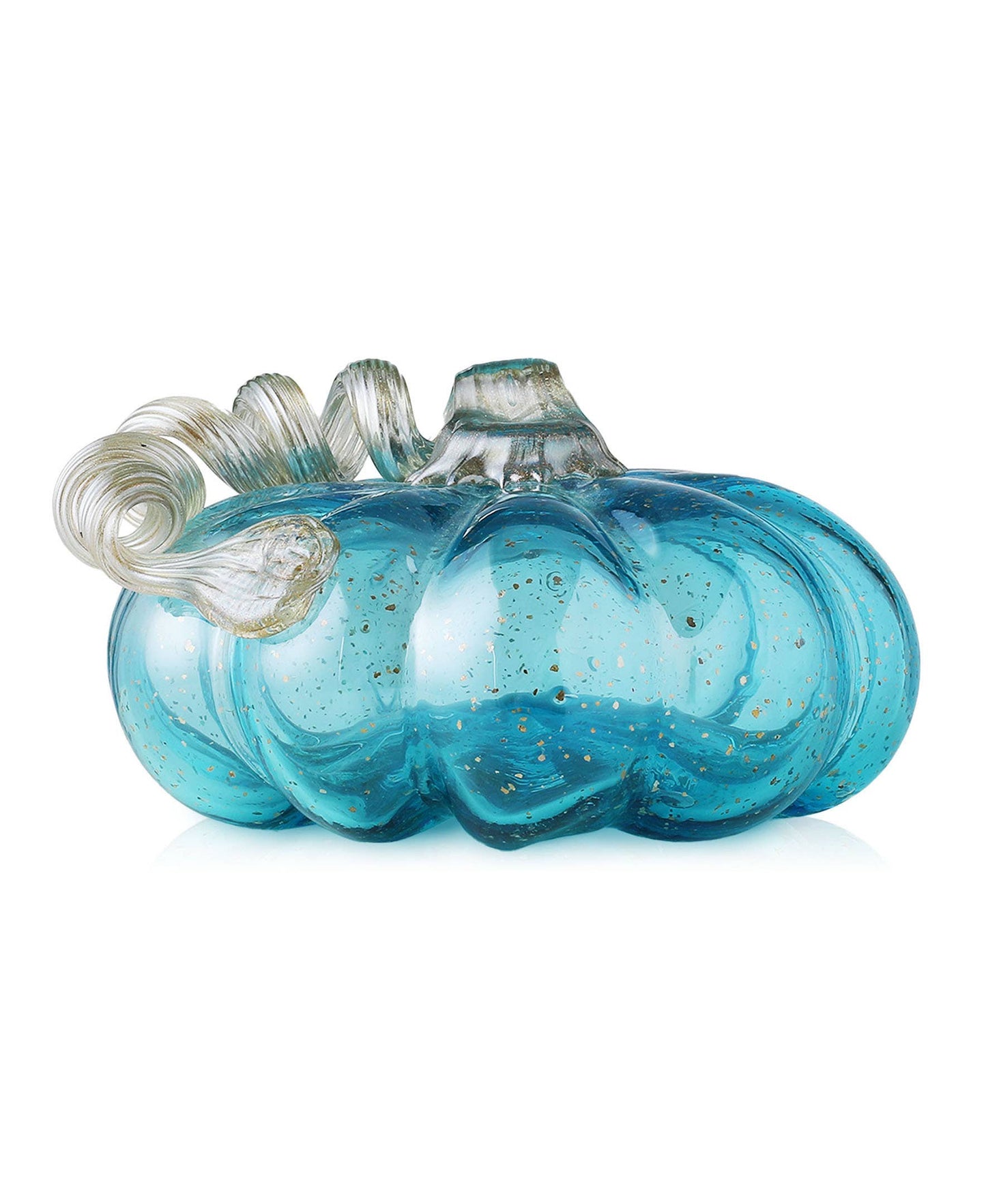 6.75"D Blue Glass Pumpkin