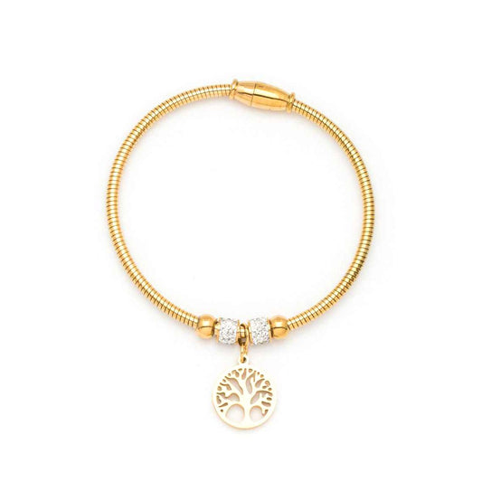 Stainless Steel Tree Charm Wired Bracelet