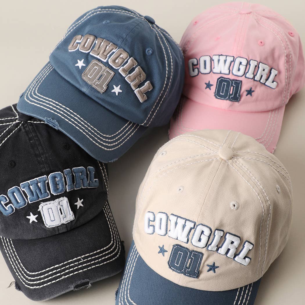 COWGIRL 01 Embroidered Vintage Distressed Baseball Cap