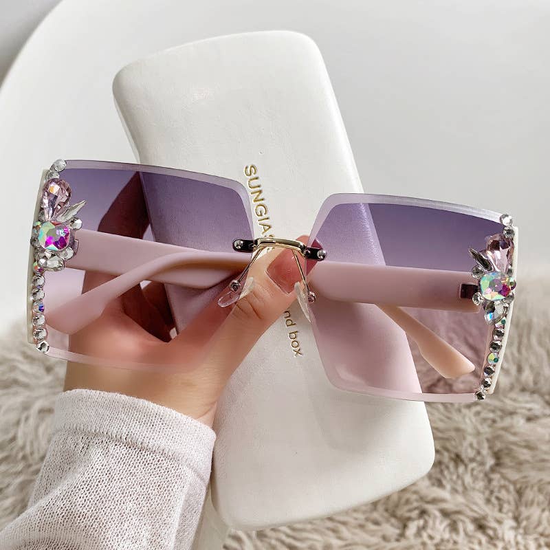 Exquisitely crafted side-rimmed diamond-studded sunglasses
