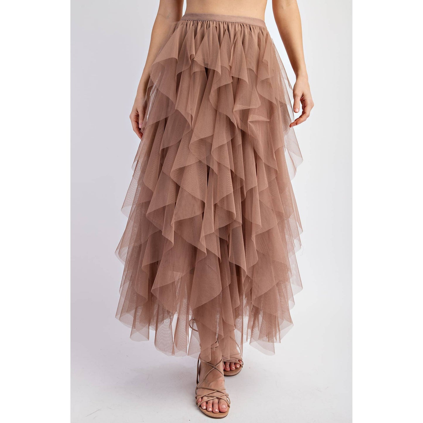 CASCADING TULLE MESH LAYERED MAX SKIRT