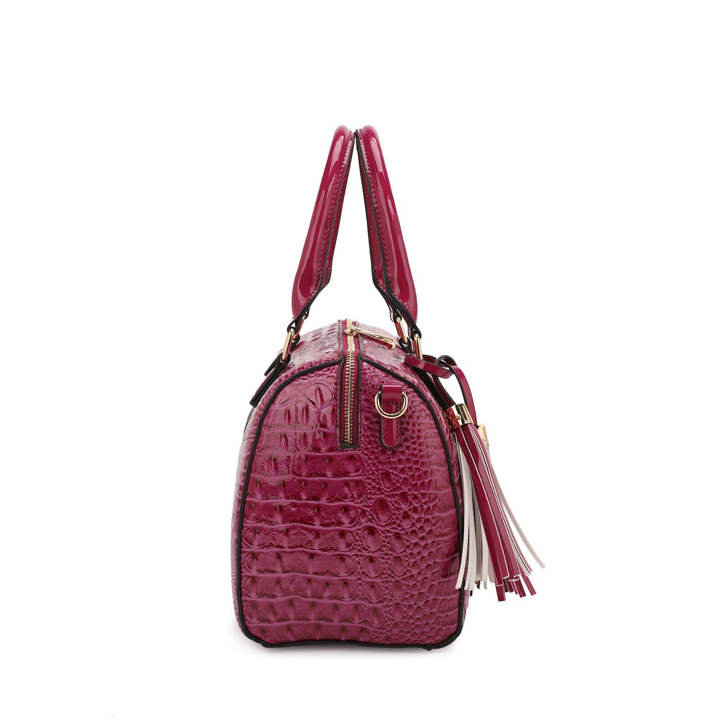 HOLLY  BOSTON BAG SET IN PATENT CROC  WITH WALLET
