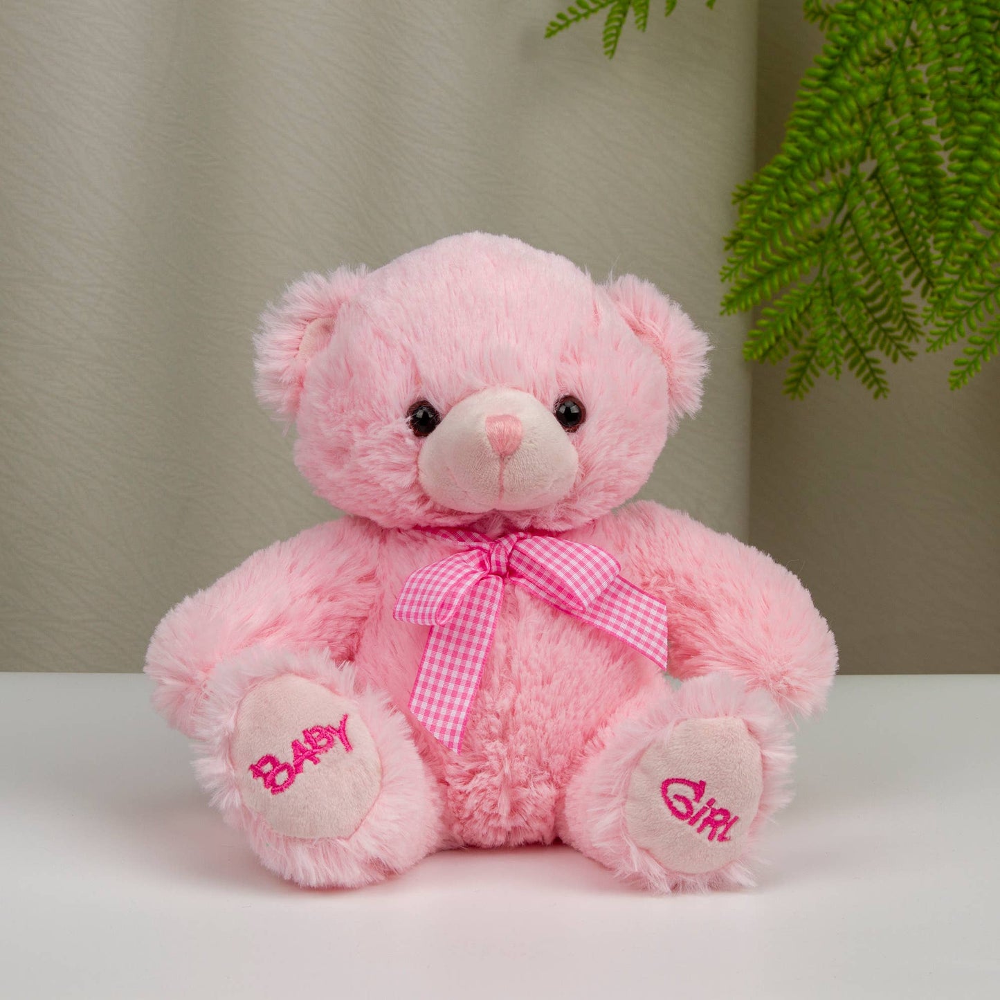 9″ Baby Girl Plush Teddy Bear | Pink Ribbon Bear Gift