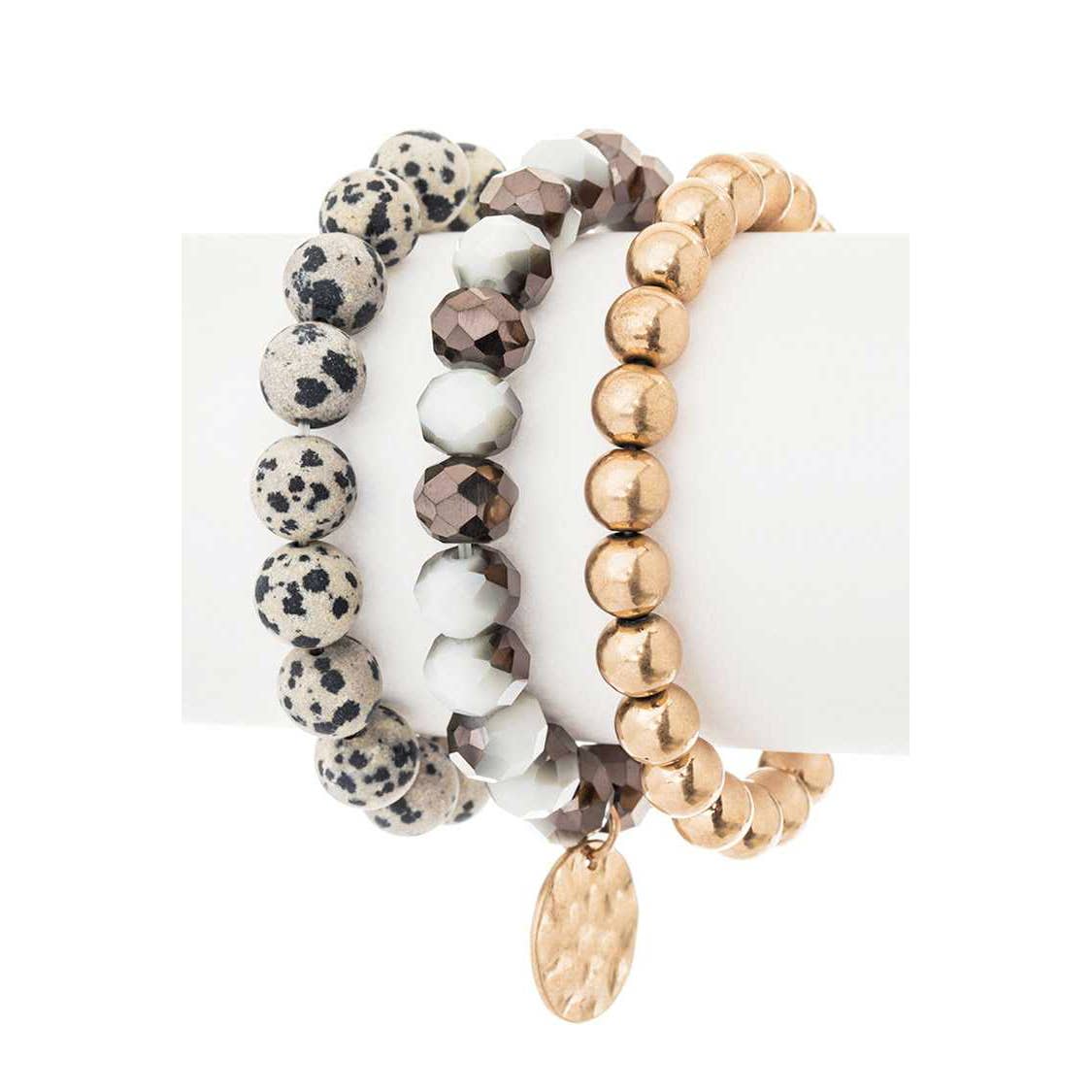 Mix Beads Layered Stretch Bracelet Set