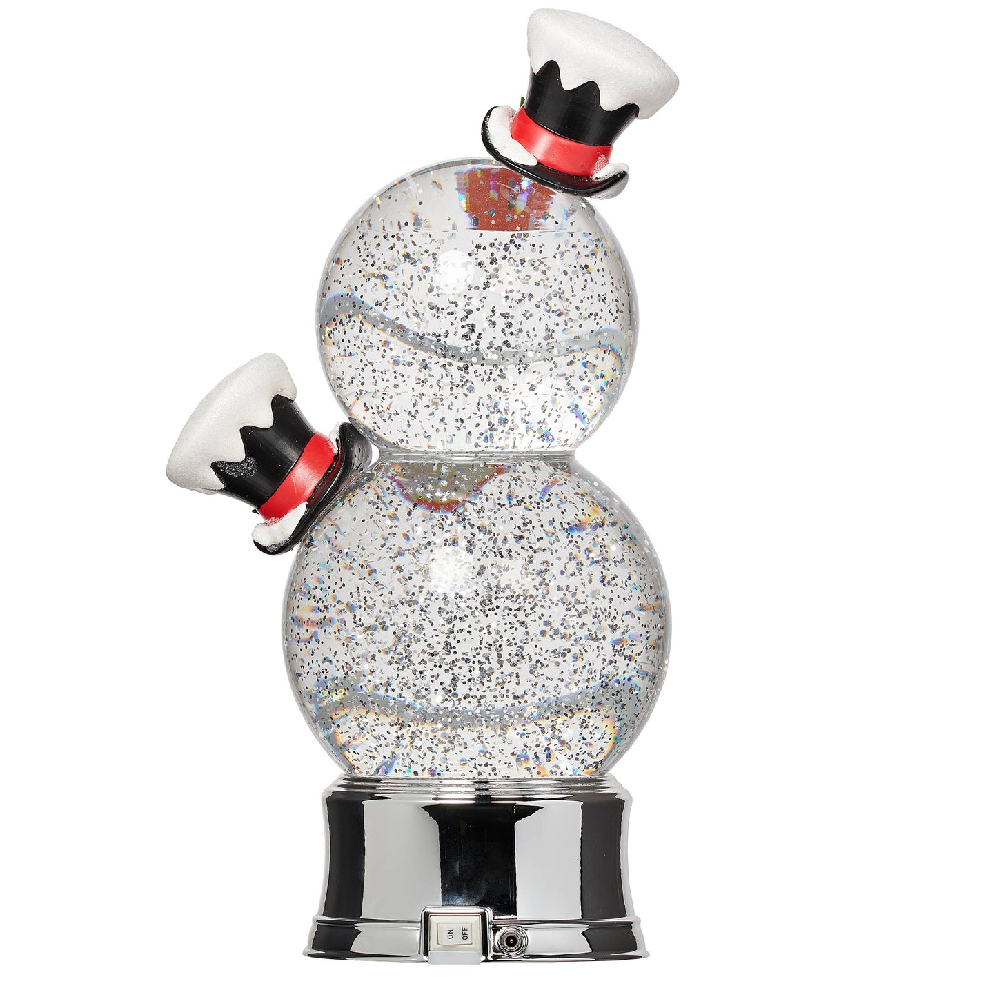 Double Snowman LED Swirl Heads Christmas Tabletop Decoration