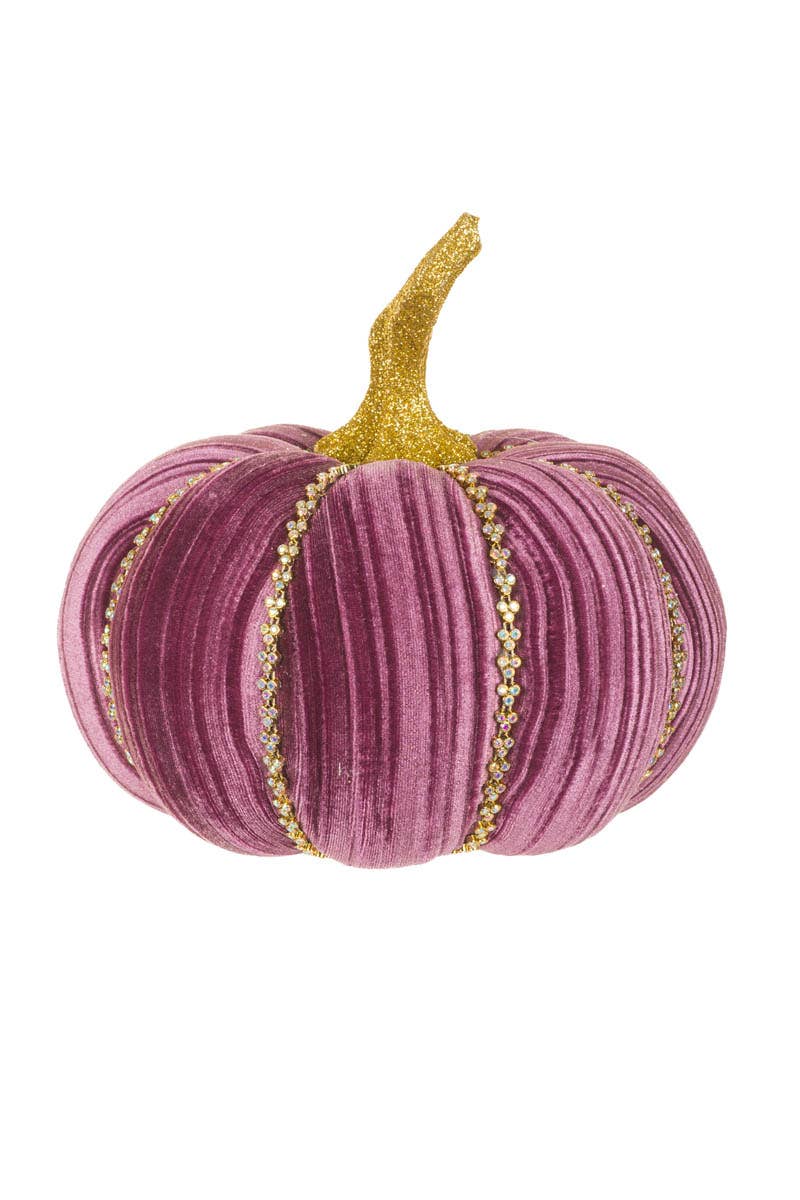 Royal Purple Glossy Pumpkin Accent With Bejeweled Ribs