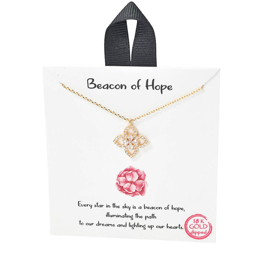Beacon of hope clover cubic zirconia charm necklace
