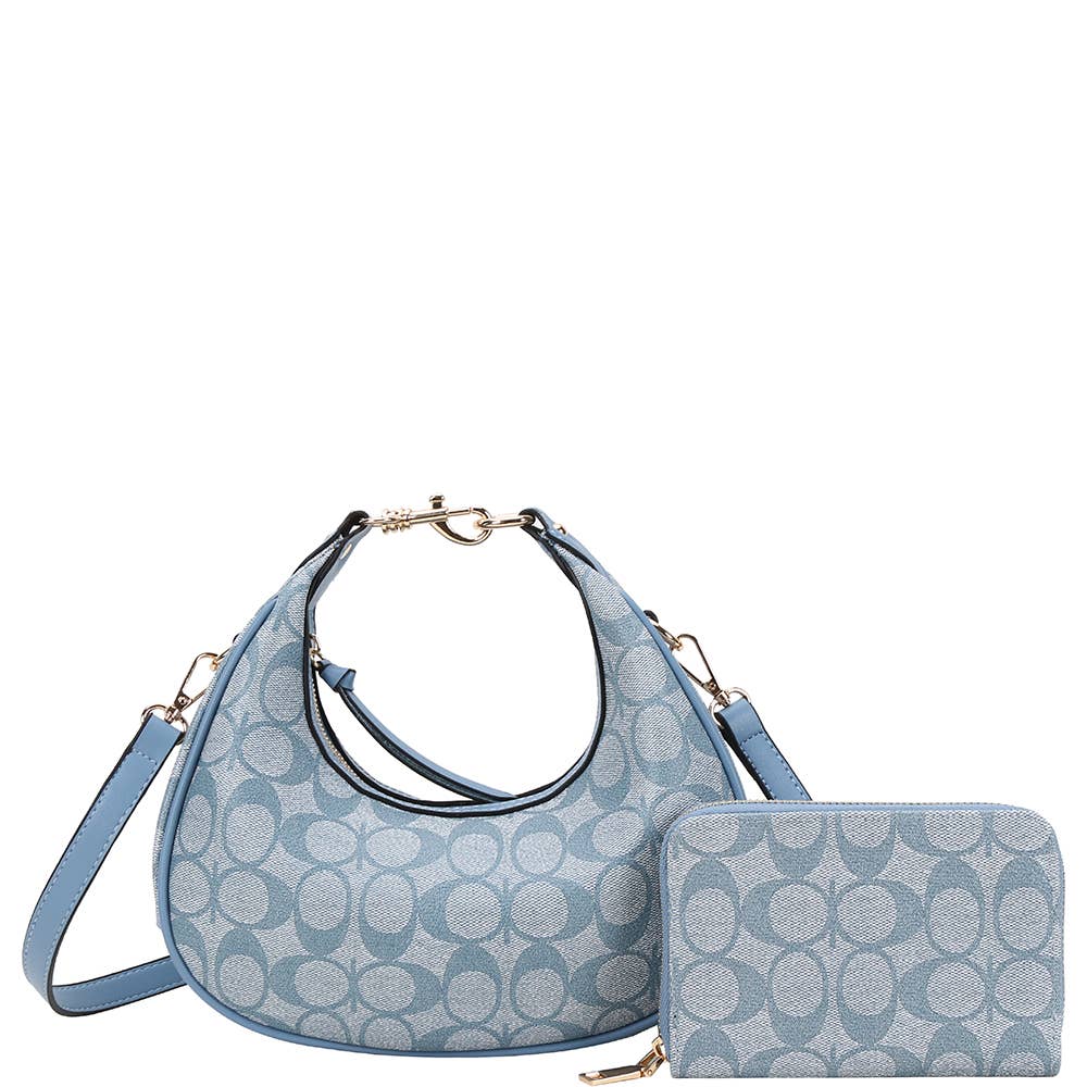 2IN1 OVAL PRINT SATCHEL W WALLET SET, XFT 1224A
