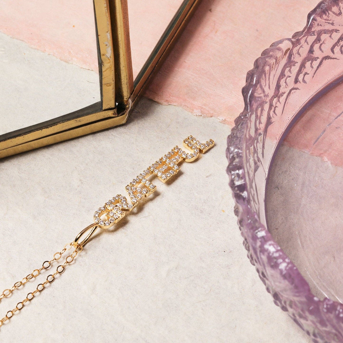 Grateful Pave CZ Gold Pendant Necklace