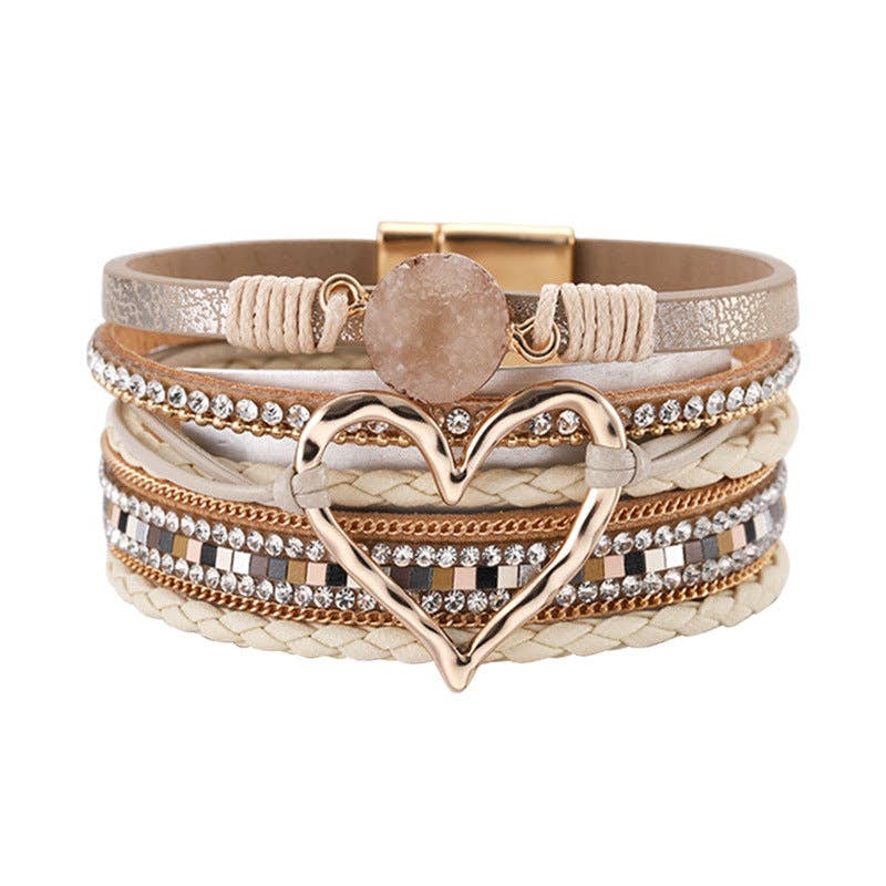 Rhinestone Bohemian Layered Love Bracelet DP25B588