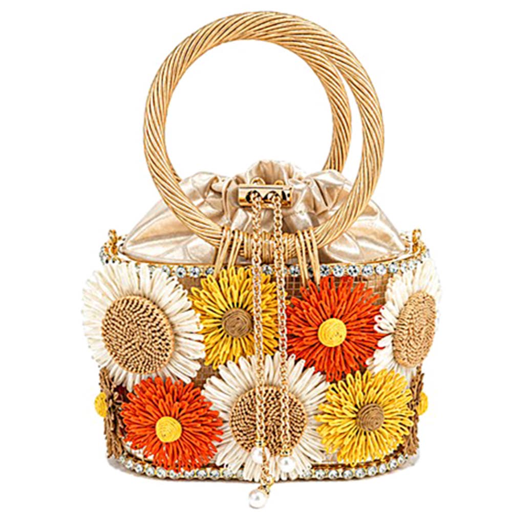 SUNFLOWER DECORATED DESIGN DRAWSTRING HANDLE EVE, LVBA 0494
